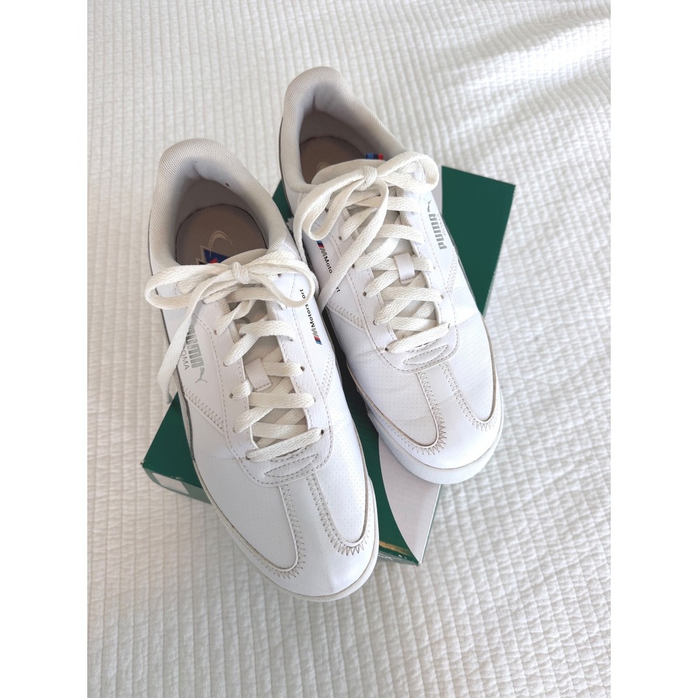 Puma BMW MMS Roma Via Mens White Gray Violet Motorsport Shoes 306868-02 Size 10